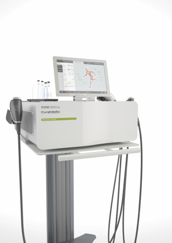 OrthoPulse Ultra 200 shockwave device on its treatment cart